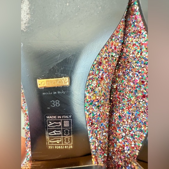 Gucci Multicolor Glitter leather baby Horsebit Lovelight Flat loafers EU 38 - Picture 9 of 9